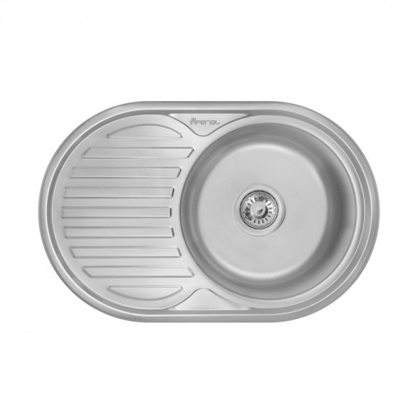 Кухонная нержавеющая мойка одночашевая с крылом Imperial 7750 Decor 06 (IMP775006DEC)