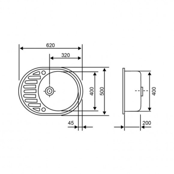 Кухонная мойка Lidz 620x500/200 STO-10 (LIDZSTO10620500200)