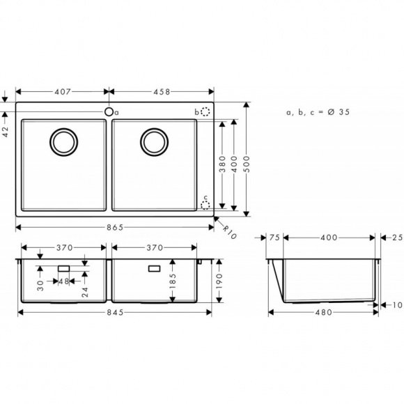 Кухонная мойка Hansgrohe S711-F765 двойная (43303800)