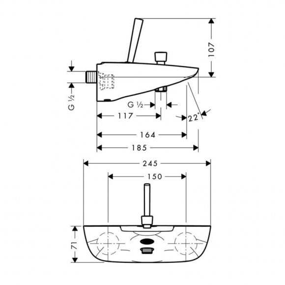 Смеситель для ванны Hansgrohe PuraVida хром/белый (15472400)