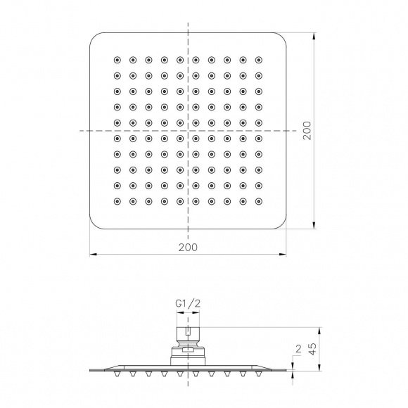 Верхний душ Imprese 20х20 см сталь (SQ200SS2)