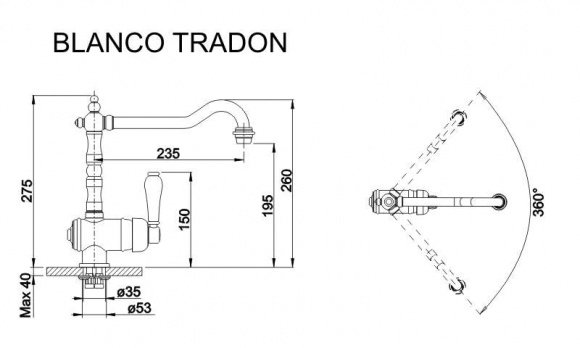 Смеситель кухонный Blanco Tradon хром (515990)