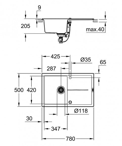 Кухонная мойка Grohe EX Sink K400 (31639AP0)