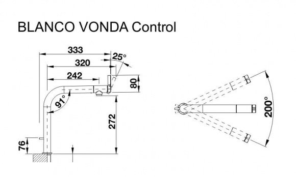 Смеситель кухонный Blanco Vonda Control нержавеющая сталь (518437)