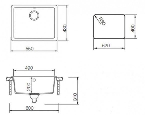 Кухонная мойка Teka Radea 490/370 TG черный металлик (40143661)