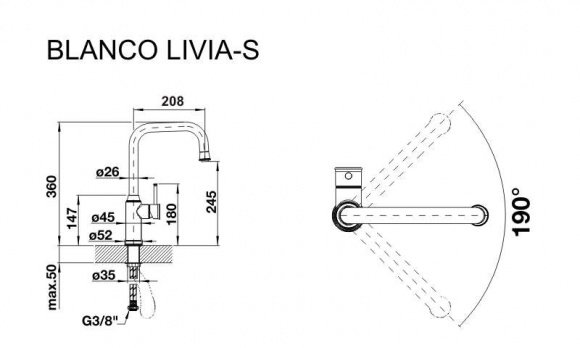 Смеситель кухонный Blanco Livia-S хром (521288)