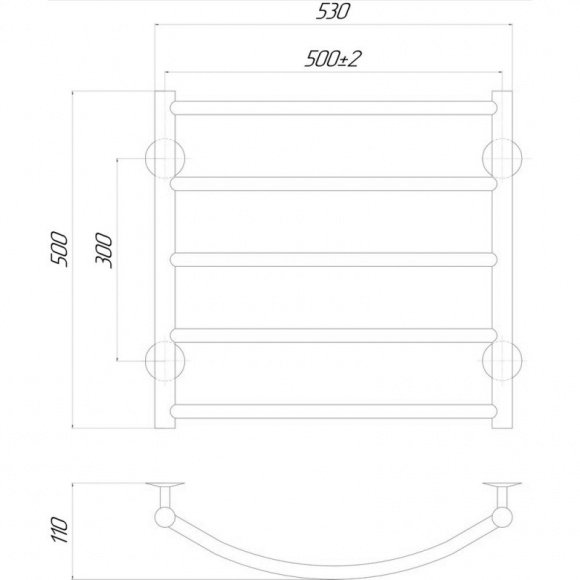 Полотенцесушитель электрический Q-tap Classic  P5 500х500 RE (QTCLSP5500500RE)