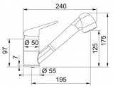 Смеситель кухонный Franke Novara-Plus с выдвижным изливом оникс (115.0470.675) 51305