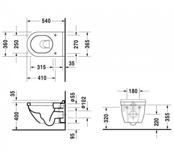 Унитаз подвесной Duravit Starck 3 (2225090000)