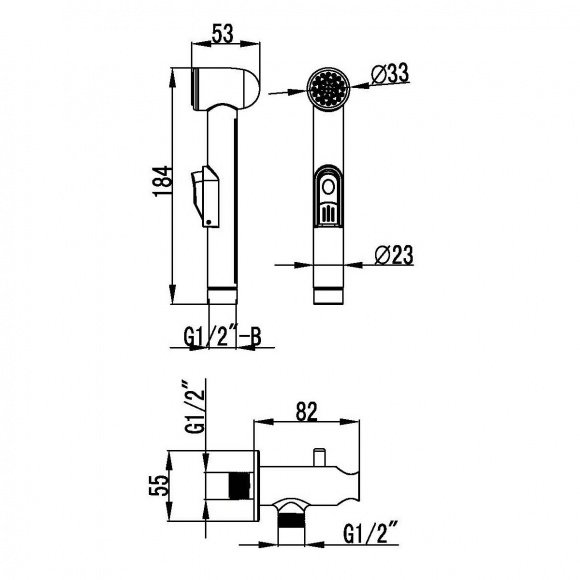 Гигиенический душ Imprese с запорным вентелем (B704121)