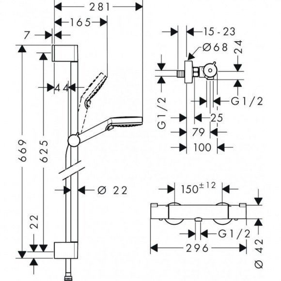 Душевой набор Hansgrohe Crometta Vario с термостатом (27812400)
