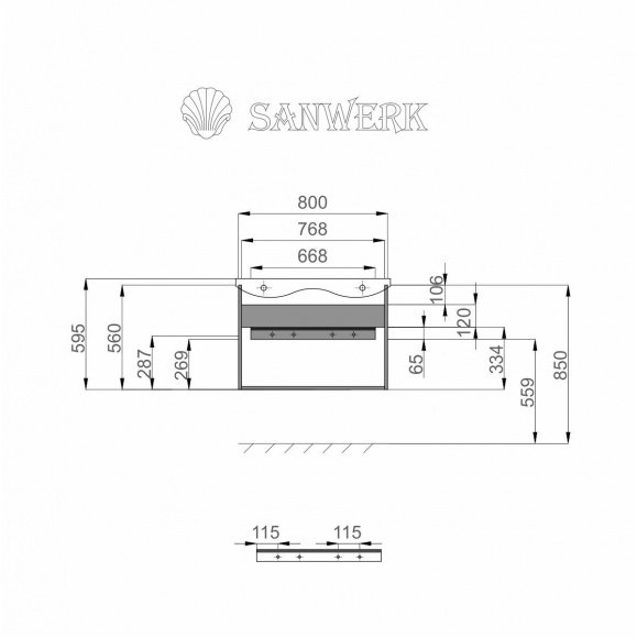 Тумба SANWERK ALESSA AIR 80 с умывальником Канте (MV0000604)