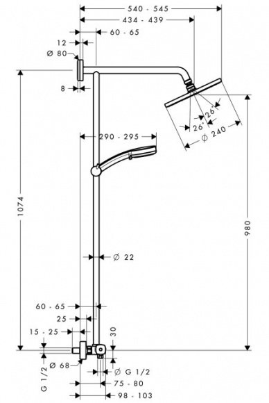 Душевая система Hansgrohe Showerpipe Verso 240 с термостатом (27205000)