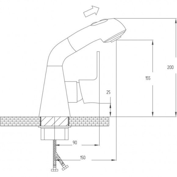 Смеситель кухонный с вытяжной лейкой Potato P6033 (POTP6033)