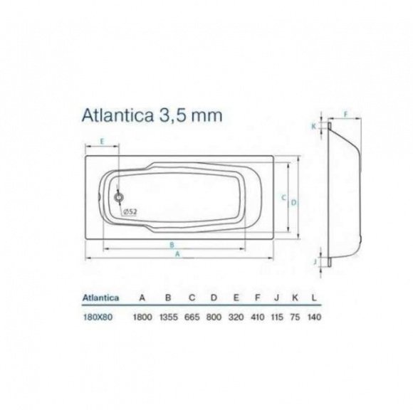 Ванна стальная Koller Pool Atlantica 180x80 + anti-slip + ножки + ручки (B80JTI00E)