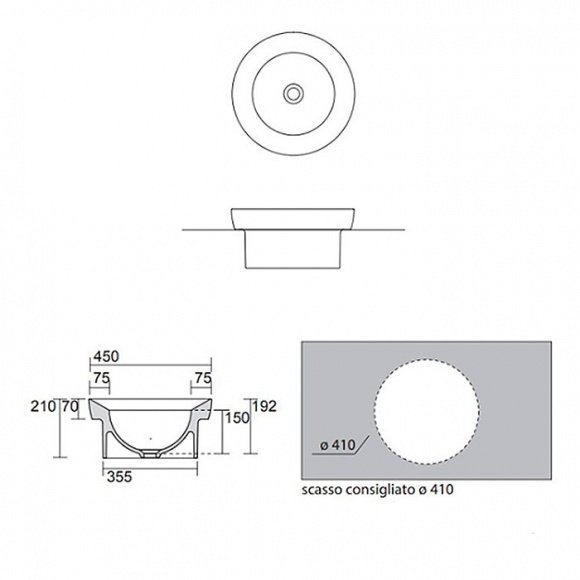 Полувстриаваемая раковина в столешницу AXA DP (831001)