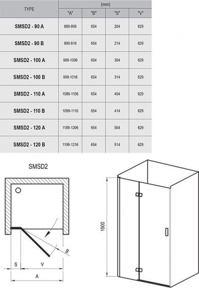Душевые двери Ravak SmartLine 90 см SMSD2-90 B-R хром+transparent