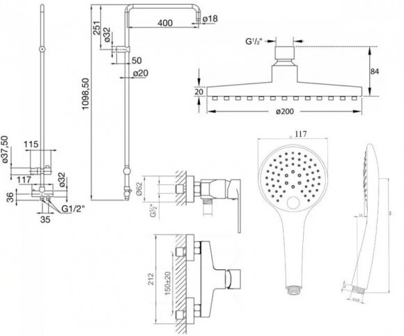 Душевой набор Steinberg Faucets Series 100 (100 2704)