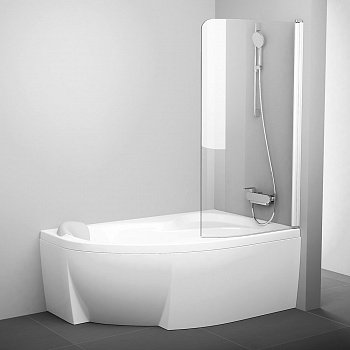 Шторка для ванны Ravak CVSK1 160/170 transparent белый правосторонняя фото