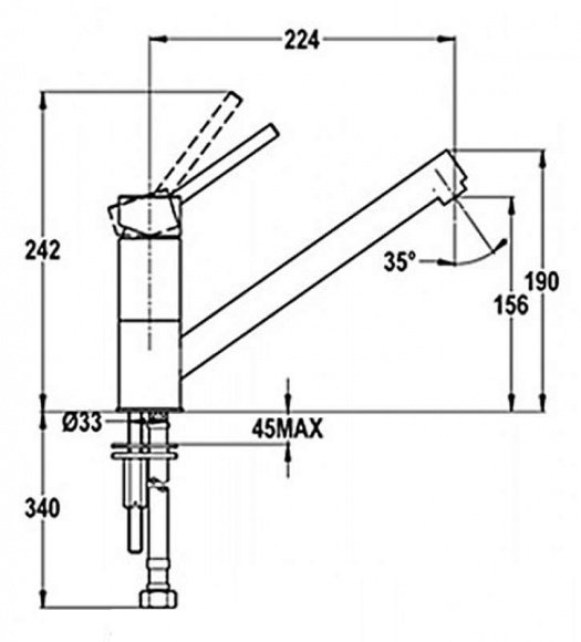 Смеситель кухонный Teka Aura L (AUK 913) хром/гранит песочный (509130214)