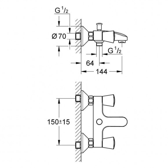 Смеситель для ванны Grohe Costa S настенный (25483001)