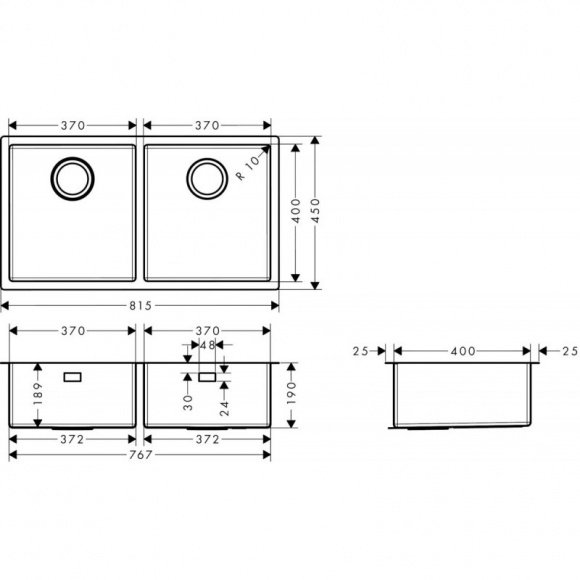 Кухонная мойка Hansgrohe S719-U765 двойная (43430800)