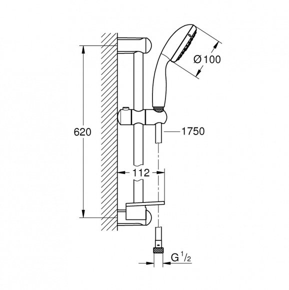 Душевой гарнитур Grohe New Tempesta 100 хром, 4 режима  (28593002)