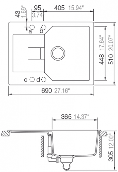 Кухонная мойка Schock MANHATTAN D100 S Crema-14 (22034514)