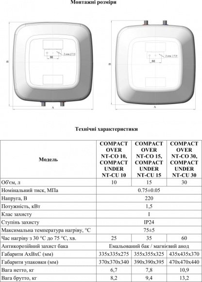 Водонагреватель электрический NOVATEC Compact Under 15 (2932)