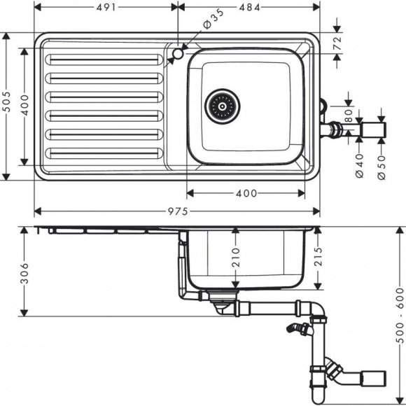 Кухонная мойка Hansgrohe S4111-F400 (43341800)