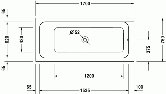 Ванна акриловая Duravit D-code 170х75 прямоугольная (700099000000000)
