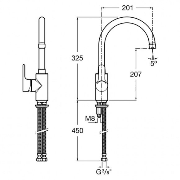 Смеситель кухонный Roca L20 (A5A8409C00)