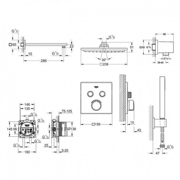 Душевая система скрытого монтажа на 2 потребителя Grohe Smartcontrol (34506SC0)