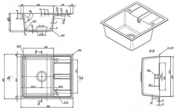 Кухонная мойка Schock DIY D100 XS Onyx-10 (15034510)