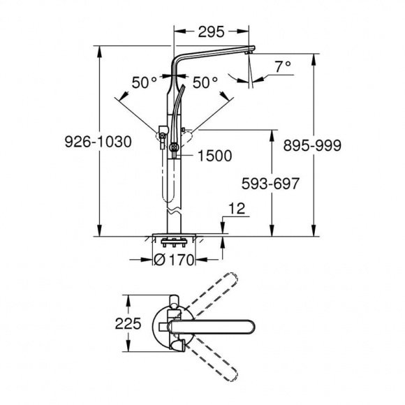 Смеситель для ванны Grohe Veris напольный (32222001)