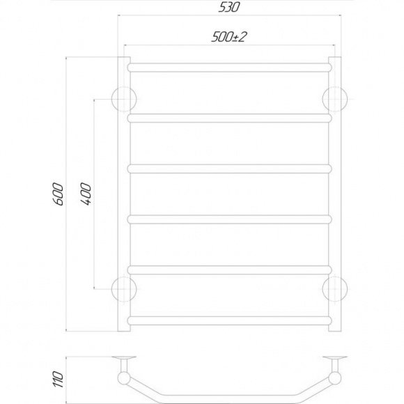 Полотенцесушитель электрический  Q-tap Trapezium  P6 500х600 LE (QTTRPZP6500600LE)