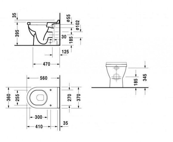 Унитаз напольный Duravit Starck 3 под инсталляцию (0124090000)