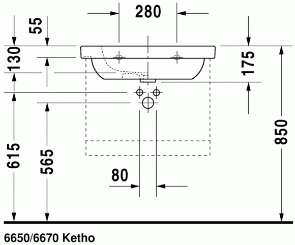 Умывальник Duravit D-code 65х48,5 см (03426500002)