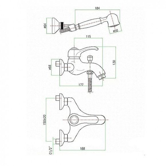 Смеситель для ванны Fiore IMPERIAL (83ZZ5103)