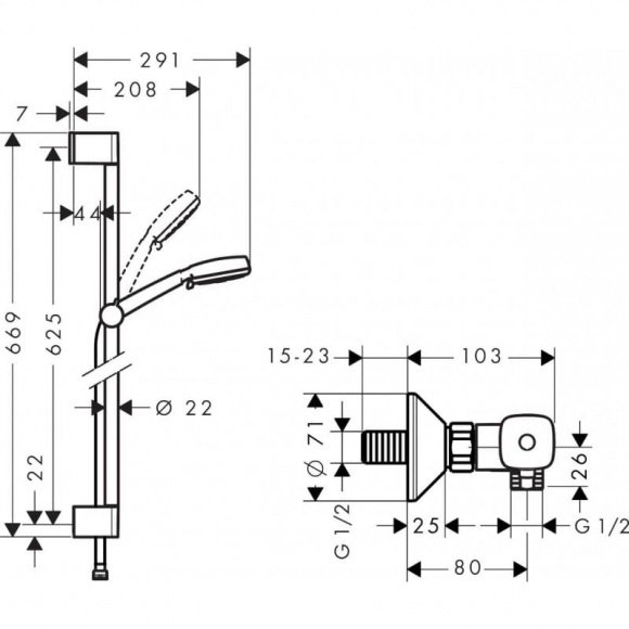 Душевой набор Hansgrohe Crometta 100 Vario (27030400)