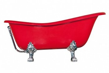 Ванна акриловая Besco OTYLIA ретро 170х77 красная снаружи/белая внутри с хромированными ножками (00000009015) фото