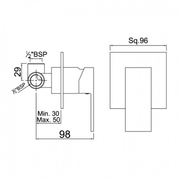 Смеситель для душа Jaquar Kubix F НЧ+ВЧ (KUB-CHR-35227F)