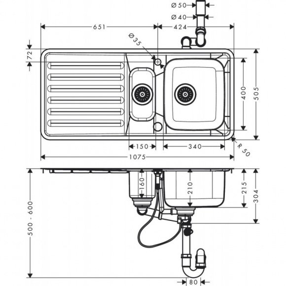 Кухонная мойка Hansgrohe S4113-F540 (43339800)