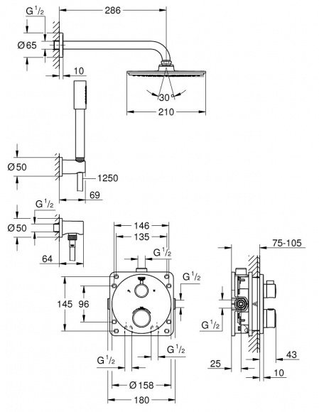 Душевая система Grohe Grohtherm скрытого монтажа (34732000)