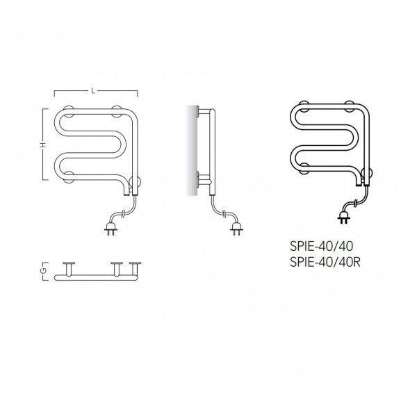 Полотенцесушитель электрический Instal Projekt Spina 400х415 подключение справа (SPIE-40/40 W)