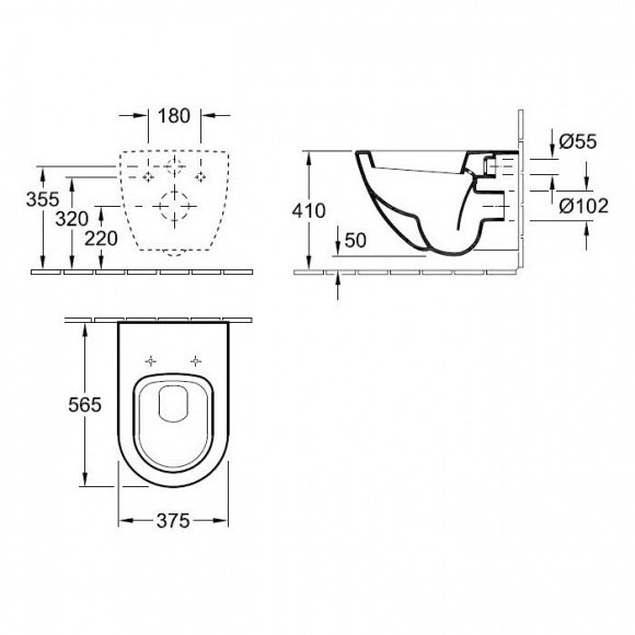 Унитаз подвесной Villeroy&Boch Verity Design безободковый + сиденье Duroplast Soft Close (5643HR01)