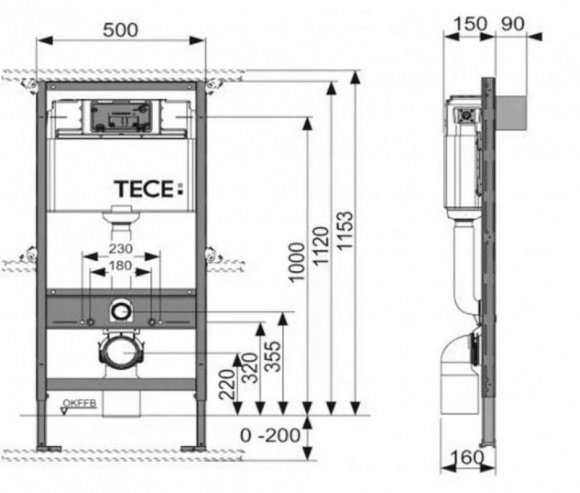 Комплект инсталляции TECE Base 4в1 + унитаз Villeroy&Boch O.Novo + сиденье Soft Close (9400005+5688HR01)