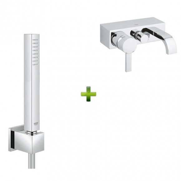 Смеситель для ванны Grohe Allure + Душевой гарнитур Grohe Eurocube