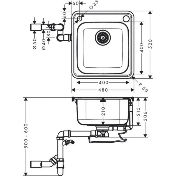 Кухонная мойка Hansgrohe S412-F400 (43335800)