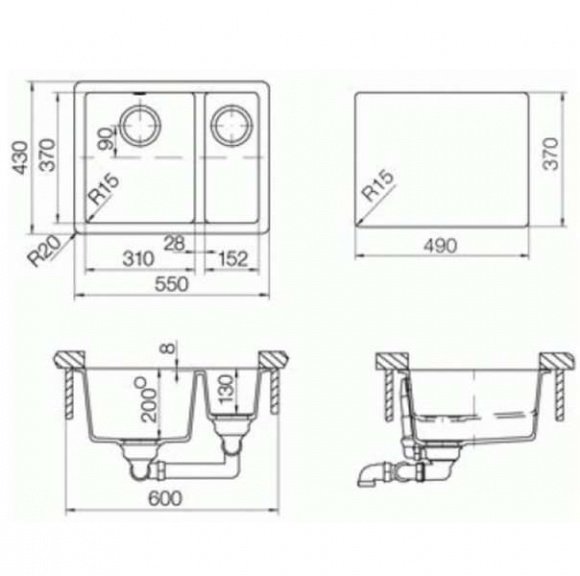 Кухонная мойка Schock QUADRO N150 Onyx-10 (25066010)